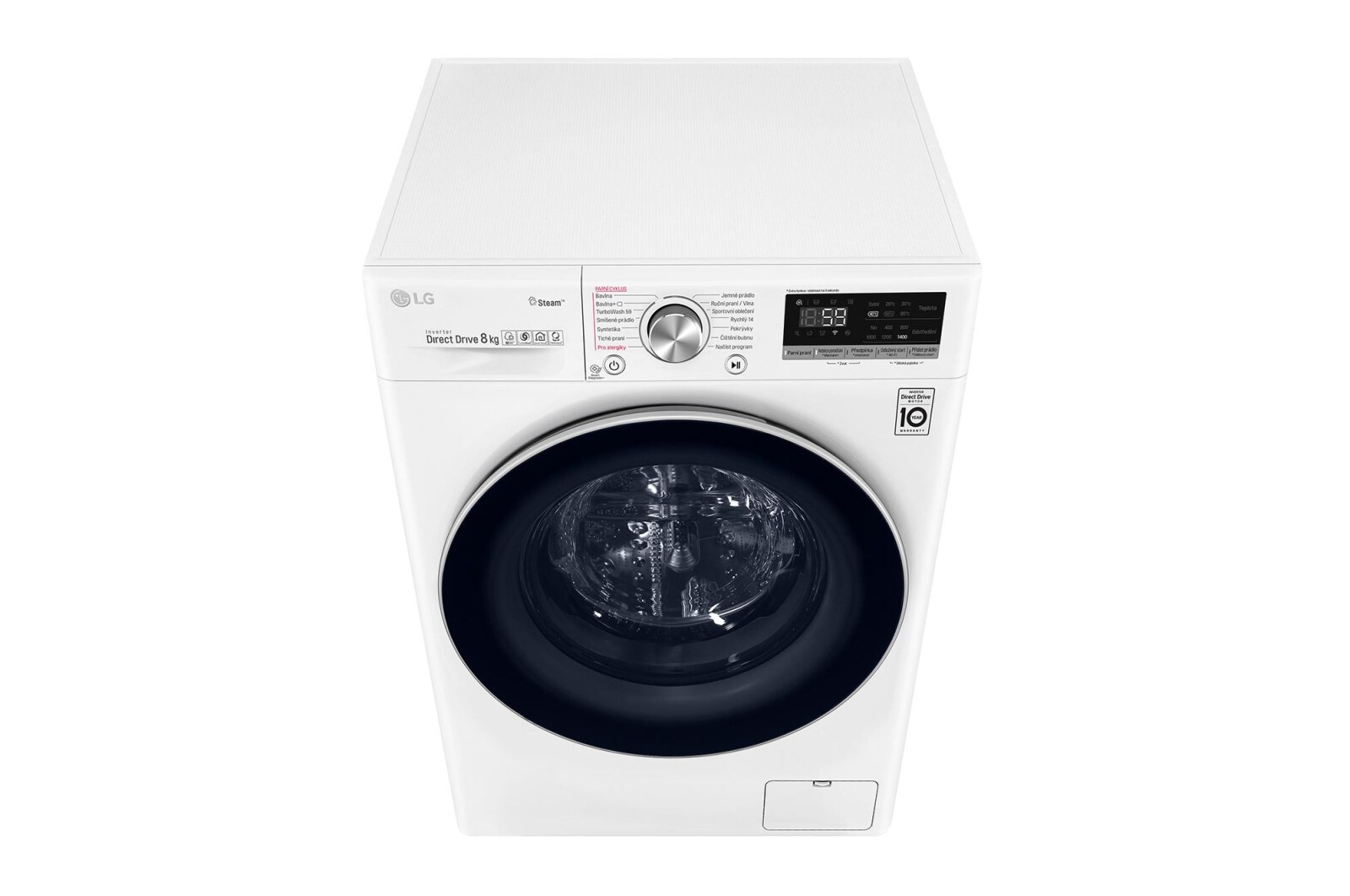 LG 8 kg parní pračka, A+++ (v rozsahu A+++ až D), Direct Drive™ motor, TurboWash™ - praní za 59 minut, AI DD™ - optimální volba pracích pohybů, parní péče Steam+™, ThinQ™+ WiFi, F4WV708P1