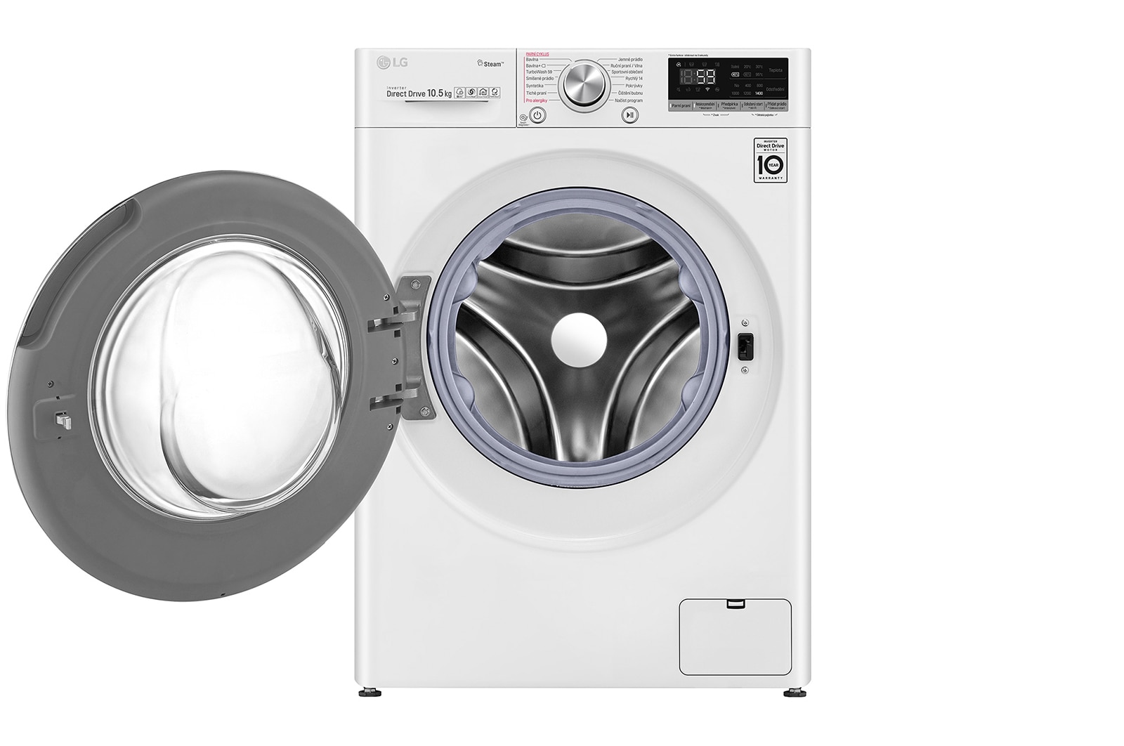 LG 10,5 kg parní pračka, A+++ (v rozsahu A+++ až D), Direct Drive™ motor, AI DD™, TurboWash™ - praní za 59 minut, AI DD™ - optimální volba pracích pohybů, parní péče Steam+™, ThinQ™ + WiFi, F4WV710P1