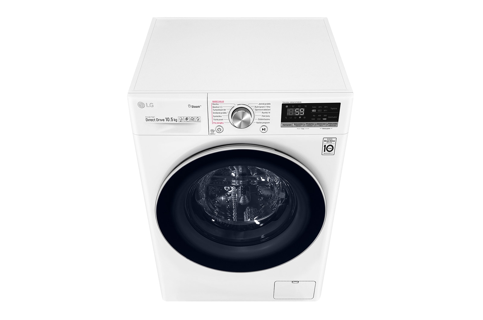 LG 10,5 kg parní pračka, A+++ (v rozsahu A+++ až D), Direct Drive™ motor, AI DD™, TurboWash™ - praní za 59 minut, AI DD™ - optimální volba pracích pohybů, parní péče Steam+™, ThinQ™ + WiFi, F4WV710P1