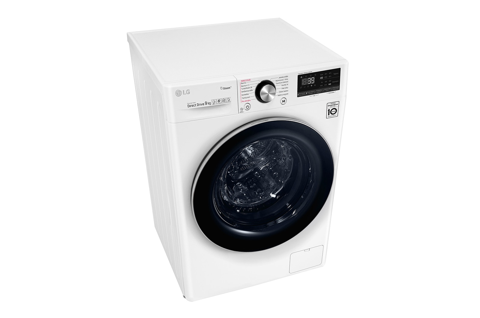 LG 9 kg parní pračka, Direct Drive™ motor, TurboWash™360° - praní za 39 minut,  AI DD™ - optimální volba pracích pohybů, parní péče Steam+™, ThinQ™ + WiFi, F4WV909P2