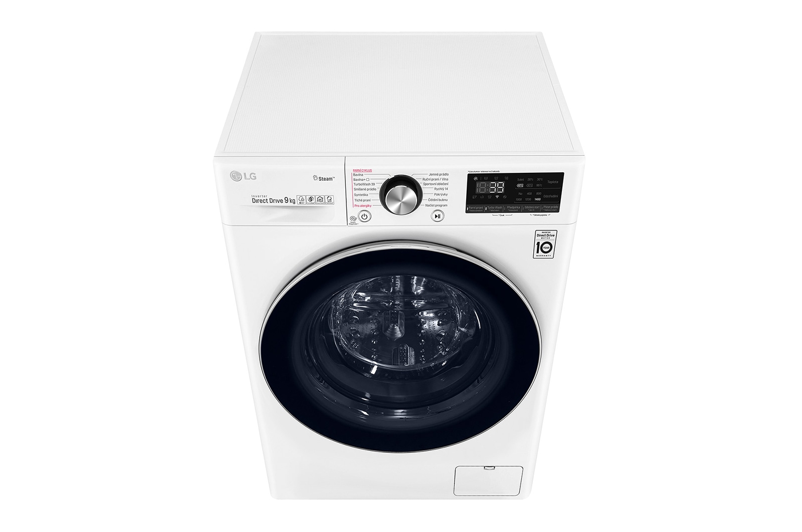 LG 9 kg parní pračka, Direct Drive™ motor, TurboWash™360° - praní za 39 minut,  AI DD™ - optimální volba pracích pohybů, parní péče Steam+™, ThinQ™ + WiFi, F4WV909P2