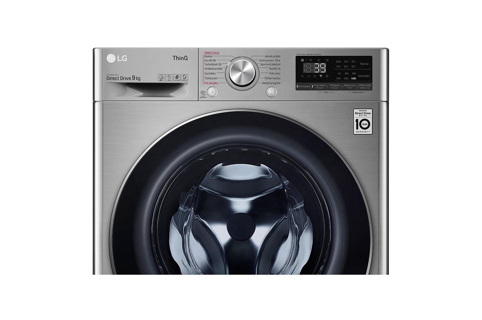 LG 9 kg parní pračka LG  | 1400 ot./min | TurboWash™360° | ThinQ™, F4WV909P2TE