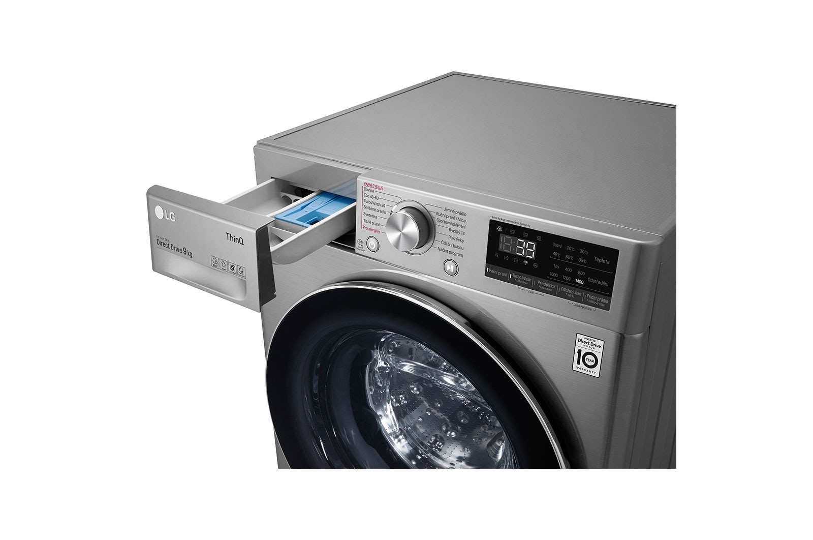 LG 9 kg parní pračka LG  | 1400 ot./min | TurboWash™360° | ThinQ™, F4WV909P2TE