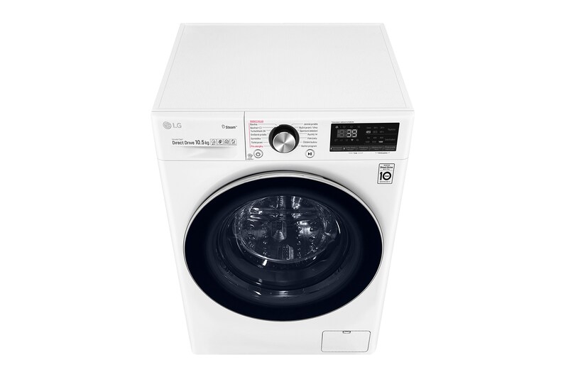 LG 10,5 kg parní pračka, A+++ (v rozsahu A+++ až D), Direct Drive™ motor, TurboWash™360° - praní za 39 minut, AI DD™ - optimální volba pracích pohybů, parní péče Steam+™, ThinQ™ + WiFi, F4WV910P2