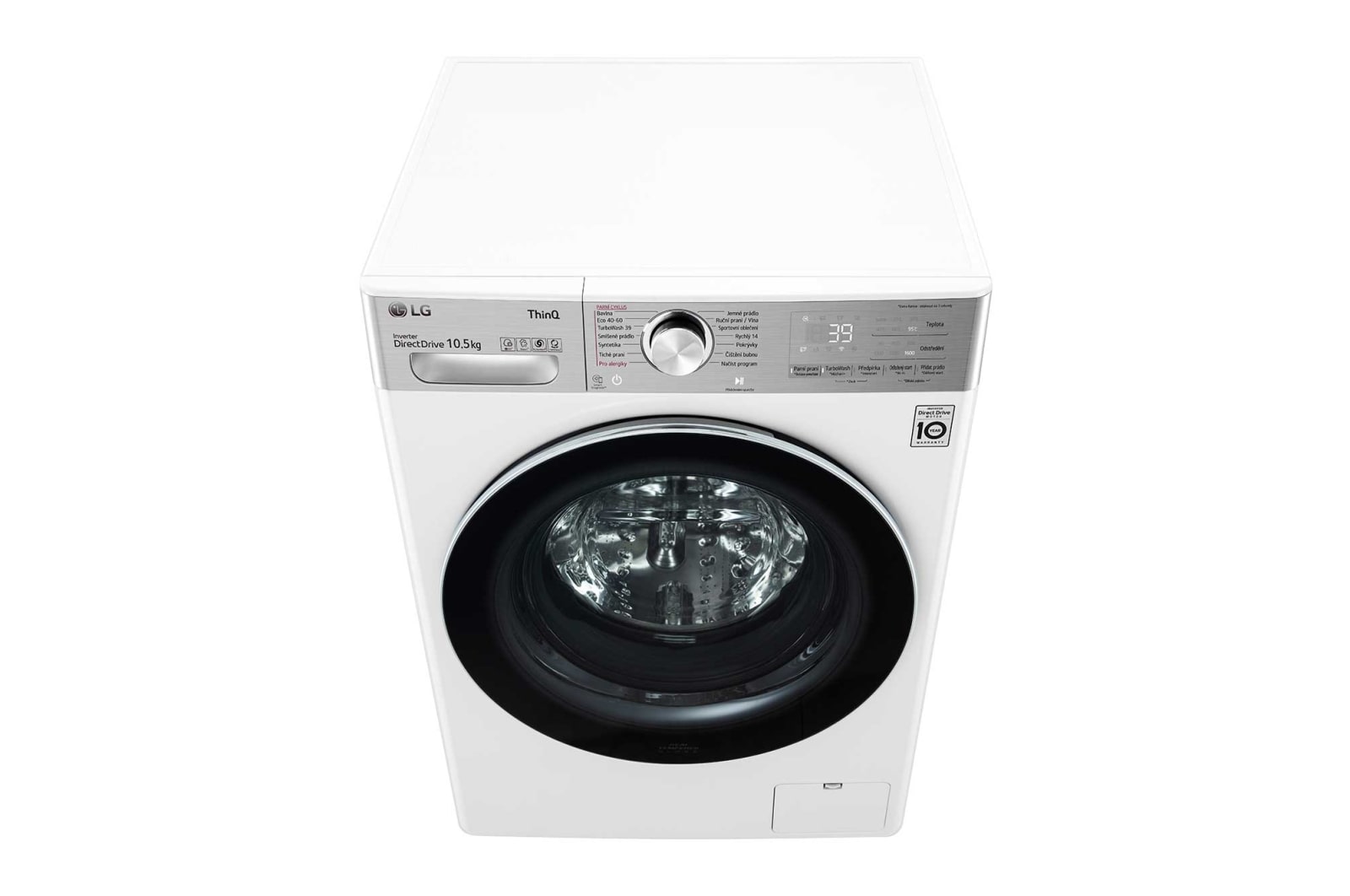 LG 10,5 kg parní pračka, Direct Drive™ motor, neomezené množství pracích pohybů, parní praní Steam+™, TurboWash™360°, ThinQ+WiFi, F610V10RW2W