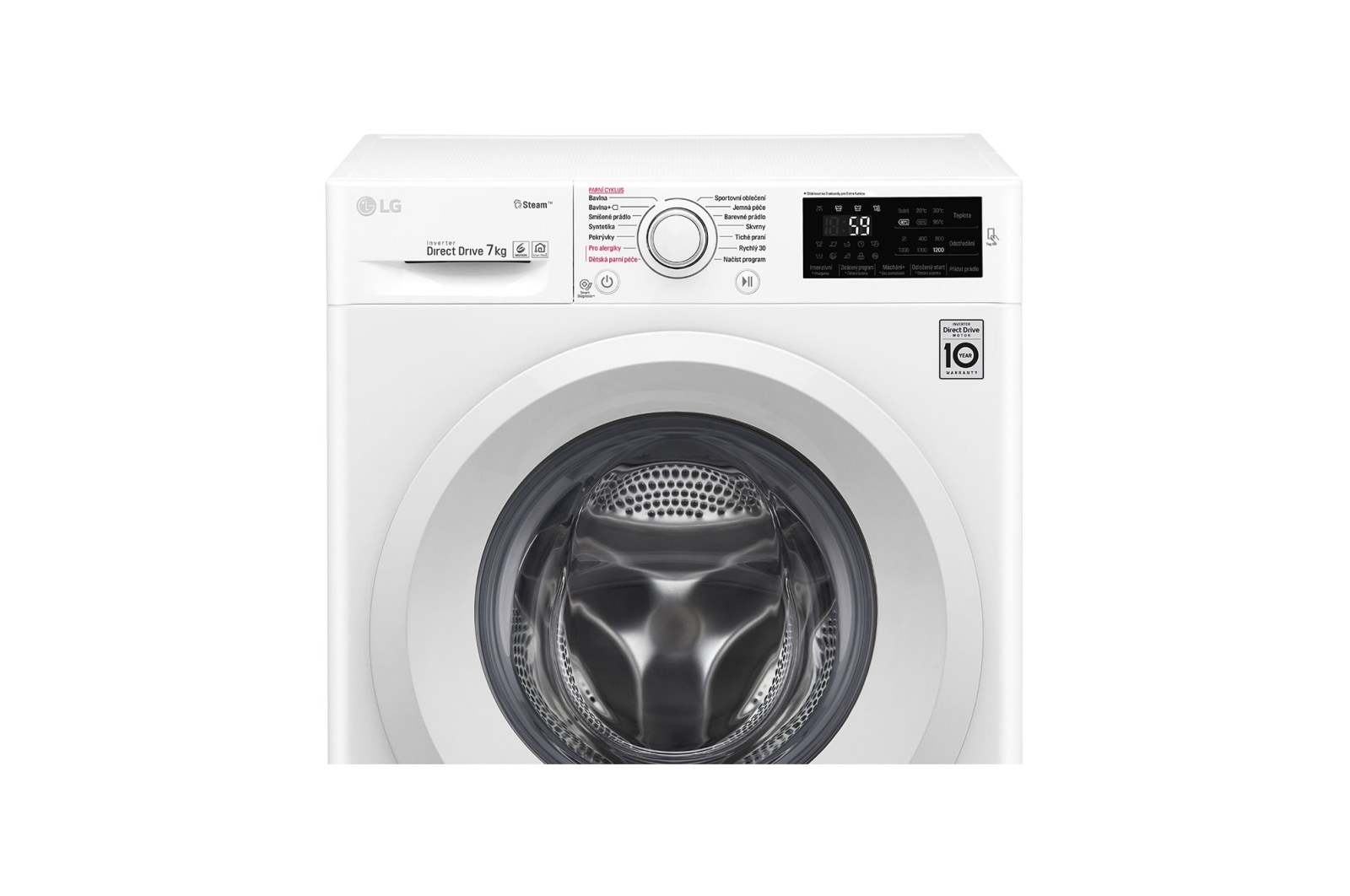 LG 7 kg slim parní pračka, 1200 ot./min, A+++ (v rozsahu A+++ až D), 6 Motion DD, Direct Drive™, Steam™ - parní praní, ThinQ™, Přidat prádlo, F72J5HY3W