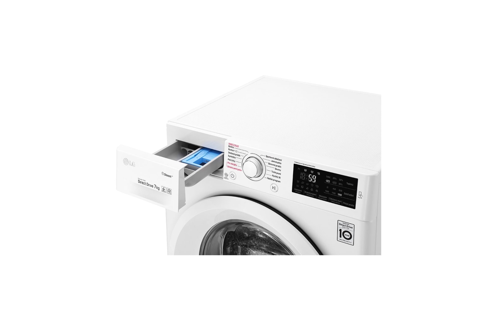 LG 7 kg slim parní pračka, 1200 ot./min, A+++ (v rozsahu A+++ až D), 6 Motion DD, Direct Drive™, Steam™ - parní praní, ThinQ™, Přidat prádlo, F72J5HY3W