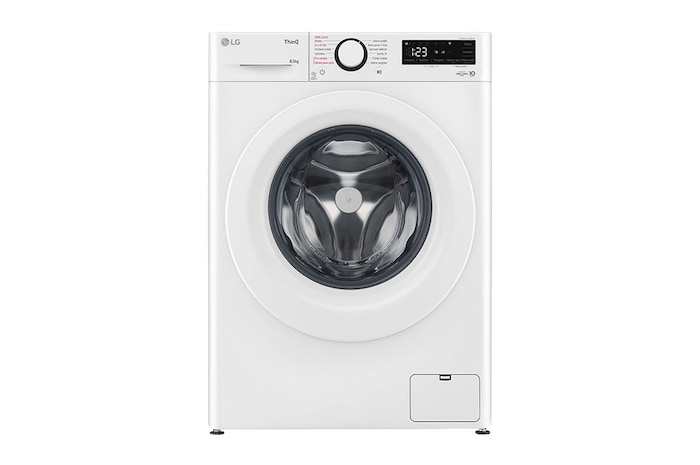 Čelní pohled na Slim parní pračka LG | 8,5 kg | A | 1200 ot./min | Direct Drive™ |Bílá, FA2S8V3GY3W