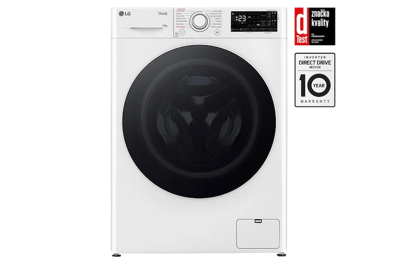 Čelní pohled na Parní pračka LG | 10 kg | A | 1400 ot./min | Direct Drive™ | AI DD™ |Bílá FASR3A04WW