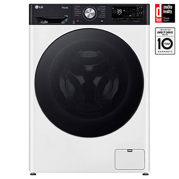 Čelní pohled na Parní pračka LG | 11 kg | A | 1400 ot./min | Direct Drive™ | AI DD™ |Bílá FASR7A14WG