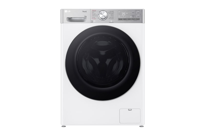 Čelní pohled na Parní pračka LG | 13 kg | A | 1400 ot./min | Direct Drive™ | AI DD™ |Bílá FASR9A34WC