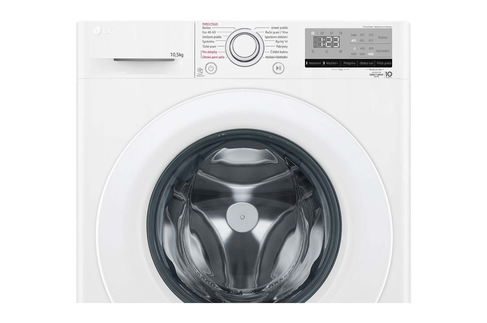 LG 10,5 kg parní pračka LG  | B | 1400 ot./min | AI DD™ | TurboWash™, FB104V3RW3