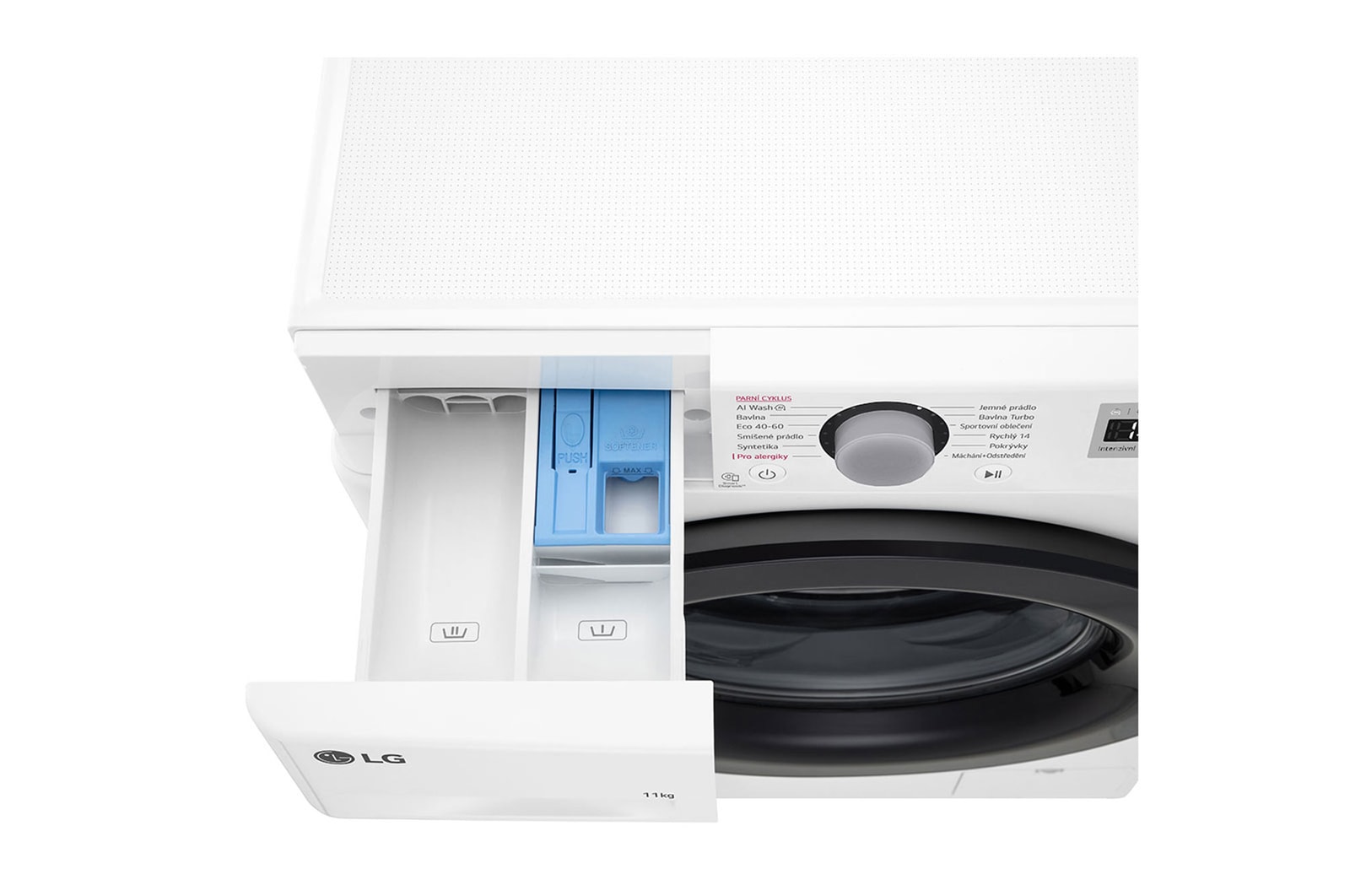 top detergent port open view