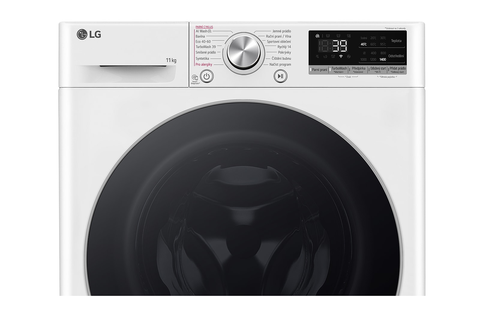LG Parní pračka LG | 11 kg | A | 1400 ot./min | Direct Drive™ | AI DD™ |Bílá, FSR7A14WS