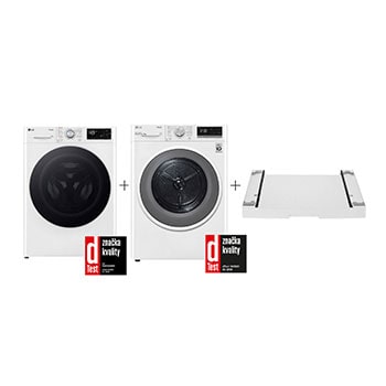 Čelní pohled na PRACÍ SET | 10 kg Pračka FASR3A04WS + 8 kg Sušička RC8TV9AVHN + Výsuvný mezikus LAUNWDSN23