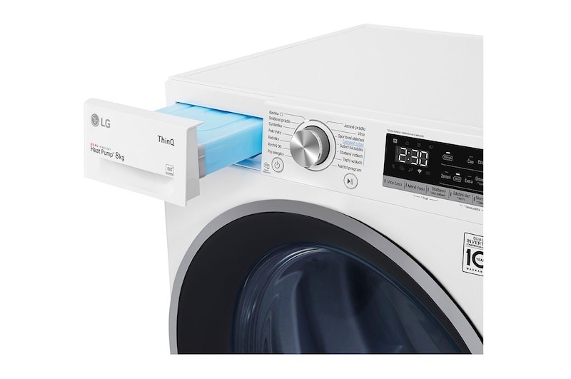 LG 8 kg sušička, A++ (v rozsahu A++ až D), 14 programů, 13 přídavných možností, 3 možnosti sušení, ThinQ™ + WiFi připojení, RC81V5AV7Q
