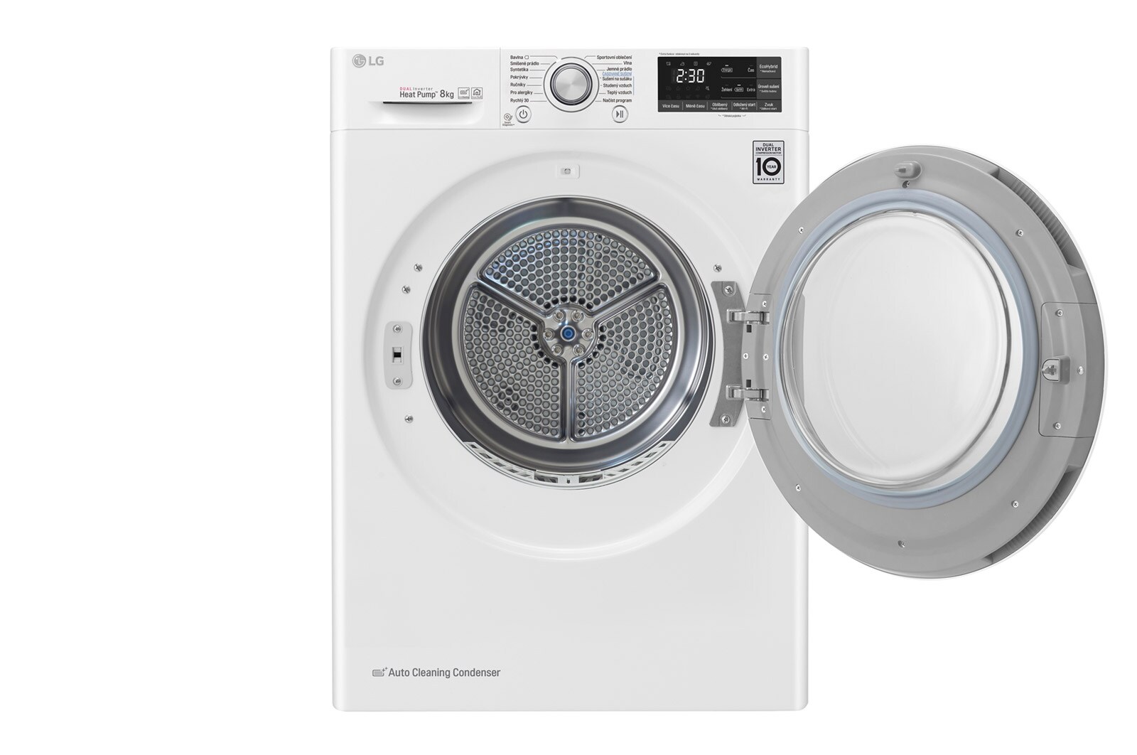 LG 8 kg sušička, A+++ (v rozsahu A+++ až D), 14 programů, 13 přídavných možností, 3 možnosti sušení, ThinQ™ + WiFi připojení, RC82EU2AV3W
