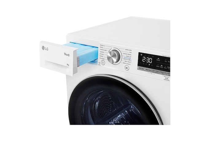 LG Sušička LG | 9 kg | DUAL Inverter Heat Pump™ |ThinQ™|Bílá, RC91V9AV3N