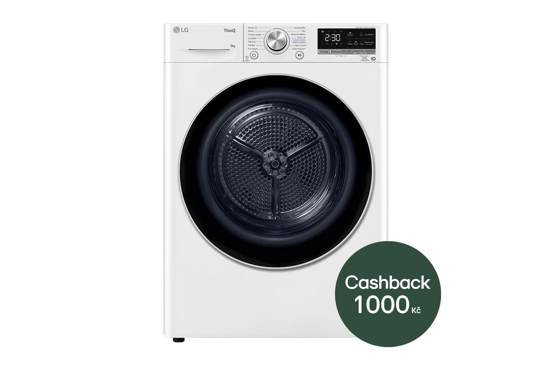 LG 9 kg sušička LG | Režim Energie / Čas | automatické čištění kondenzátoru | Wi-Fi, RC91V9AV3N, RC91V9AV3N