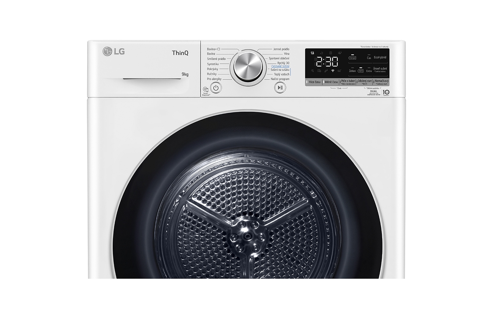 LG Sušička LG | 9 kg | DUAL Inverter Heat Pump™ |ThinQ™|Bílá, RC91V9AV3N