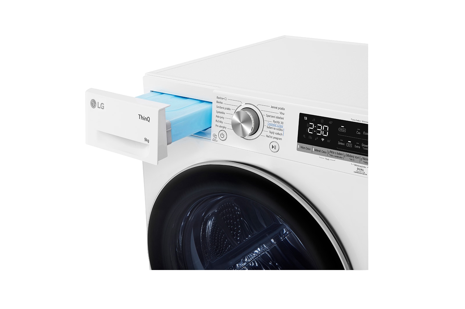 LG Sušička LG | 9 kg | DUAL Inverter Heat Pump™ |ThinQ™|Bílá, RC91V9AV3N