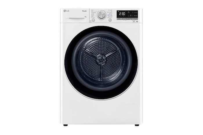 LG Sušička LG | 9 kg | DUAL Inverter Heat Pump™ |ThinQ™|Bílá, RC91V9AV4N