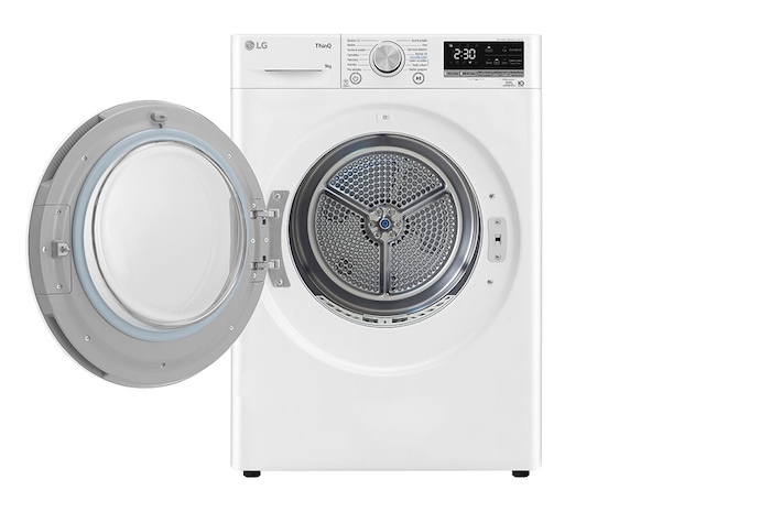 LG Sušička LG | 9 kg | DUAL Inverter Heat Pump™ |ThinQ™|Bílá, RC91V9AV4N