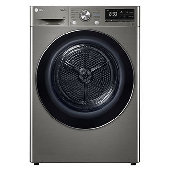 Čelní pohled na Sušička LG | 9 kg | DUAL Inverter Heat Pump™ |ThinQ™|Stříbrná RC91V9EV2N