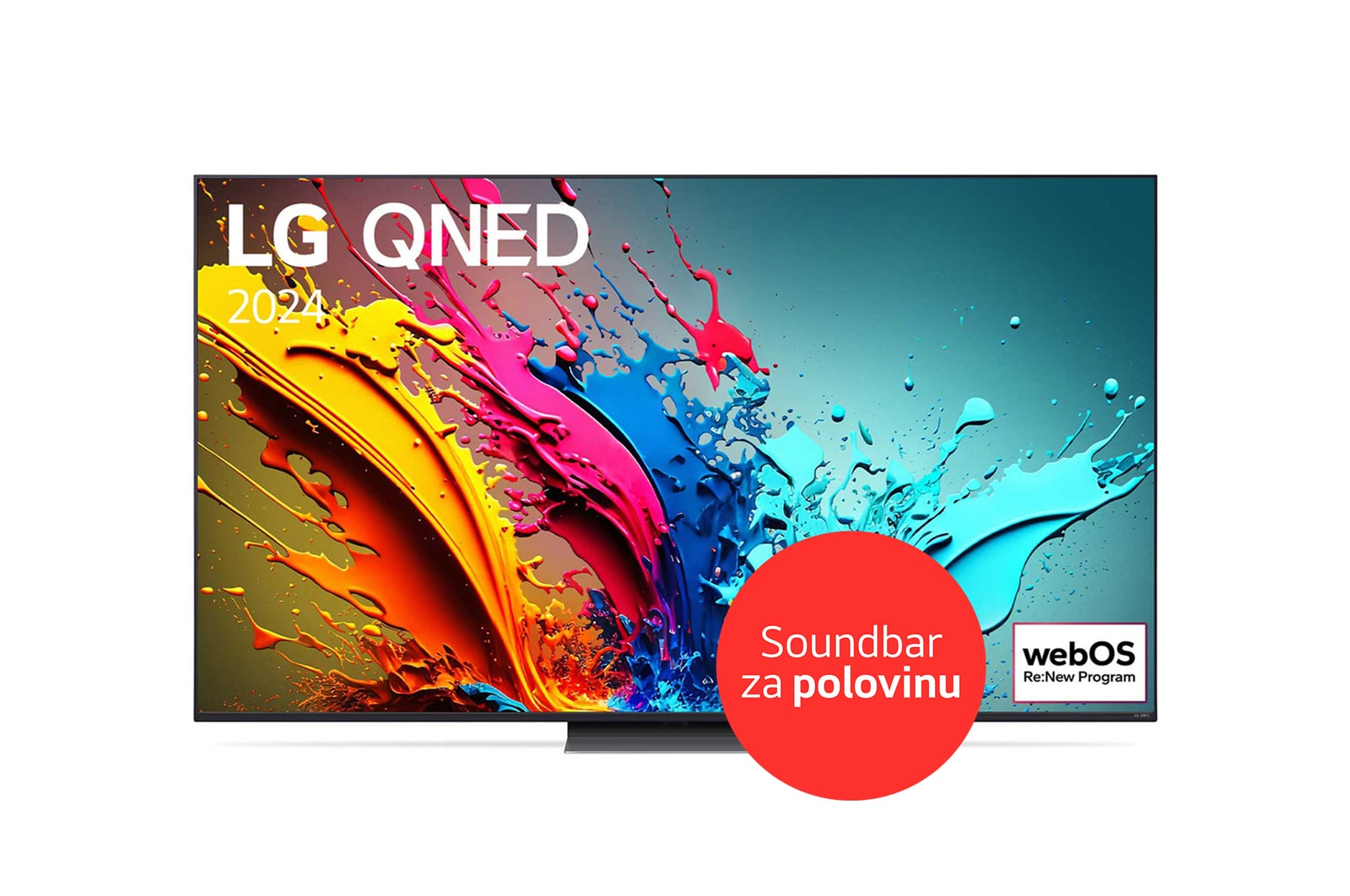 Čelní pohled na 65"|LG QNED AI| QNED86| 4K Smart TV| webOS24 65QNED86T6A