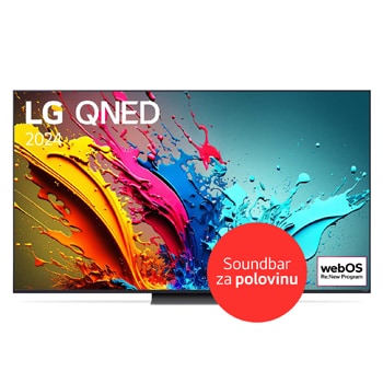 Čelní pohled na 65"|LG QNED AI| QNED86| 4K Smart TV| webOS24 65QNED86T6A