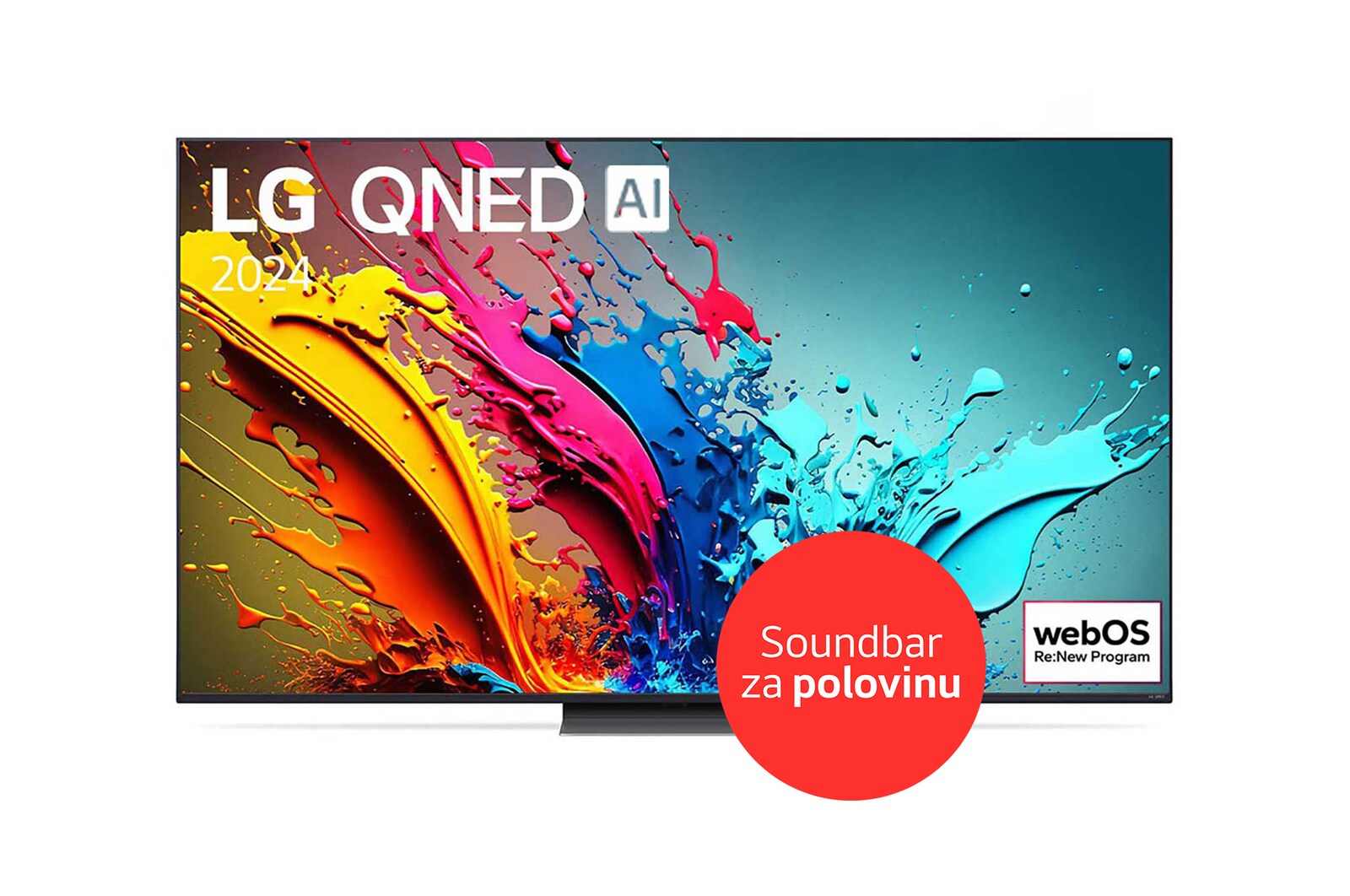 Čelní pohled na 75"|LG QNED AI| QNED86| 4K Smart TV| webOS24 75QNED86T6A