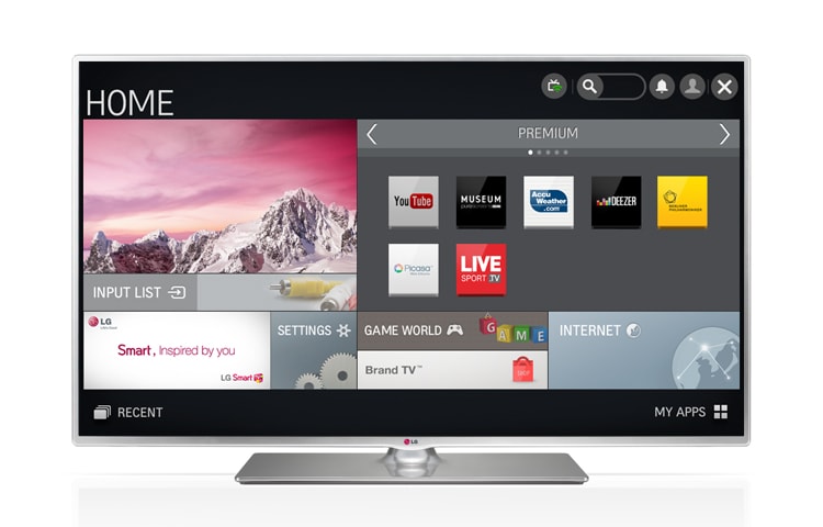 LG 39" LG Smart TV LED TV, Full HD, MCI 100, Wi-Fi, DVB-T2, web prohlížeč, Miracast/WiDi, DTS, Dolby Digital, 39LB580V