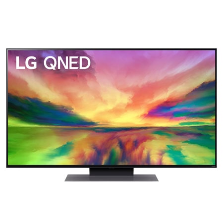 Přední pohled na televizor LG QNED s obrázkem výplně a logem produktu