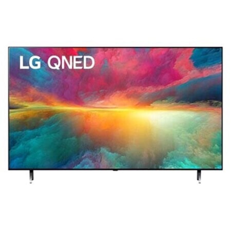 Přední pohled na televizor LG QNED s obrázkem výplně a logem produktu