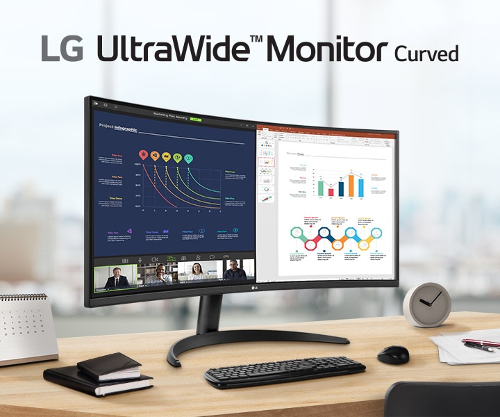 Prohnutý LG UltraWide™ Monitor.	