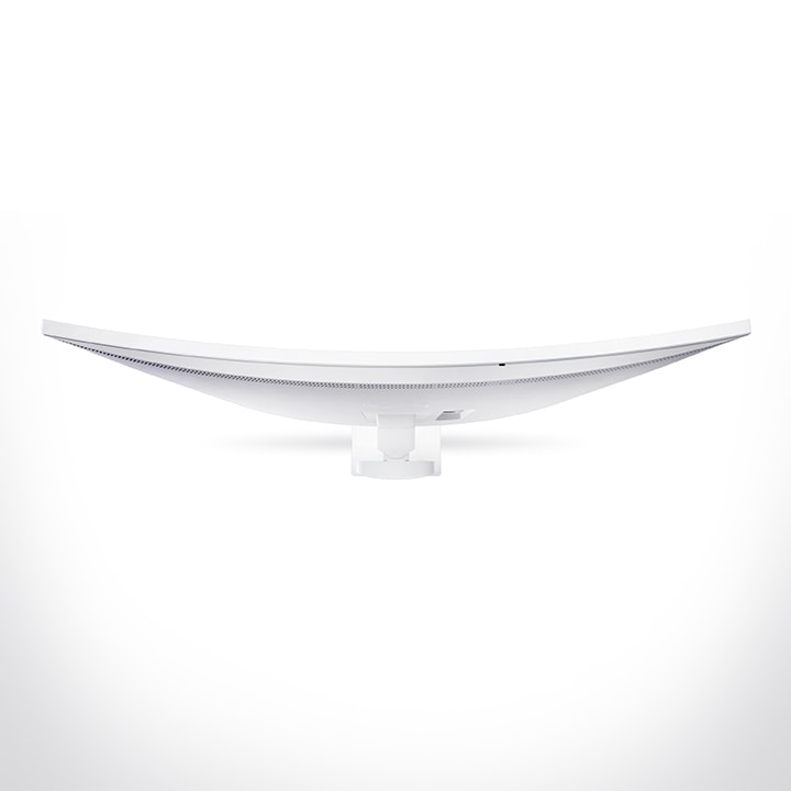 Pohled shora na monitor UltraFine na bílém pozadí