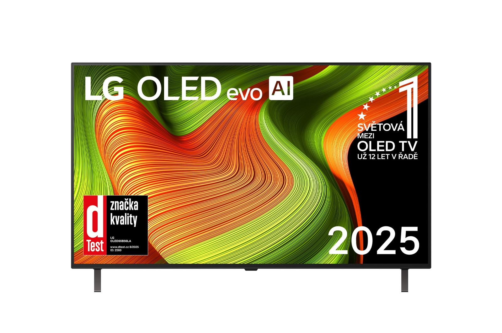 Čelní pohled na 65" LG OLED AI B5 4K Smart TV 2025 OLED65B56LA
