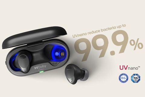 Obrázek LG TONE Free se zapnutým UVnano.