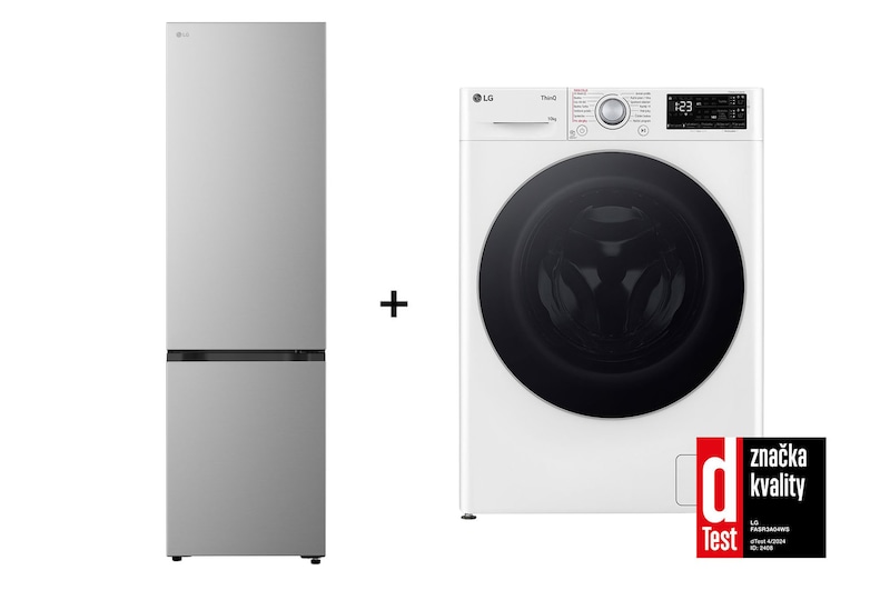 Čelní pohled na SET | LG Chadnička GBBS322BPY + LG Pračka FASR3A04WS RFWMSET2