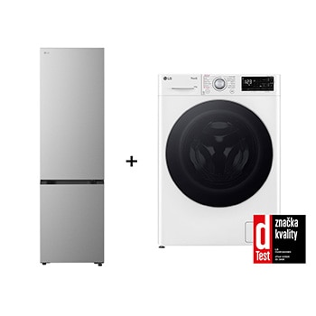Čelní pohled na SET | LG Chadnička GBBS322BPY + LG Pračka FASR3A04WS RFWMSET2