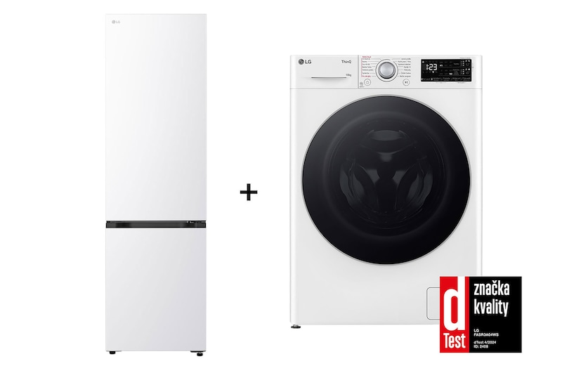 Čelní pohled na SET | LG Chadnička GBBS322BSW + LG Pračka FASR3A04WS RFWMSET3