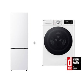 Čelní pohled na SET | LG Chadnička GBBS322BSW + LG Pračka FASR3A04WS RFWMSET3