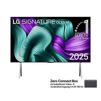 Vorderseite von True Wireless TV 97 Zoll LG SIGNATURE OLED M5 mit 4K Video- und Audioübertragung OLED97M59LA