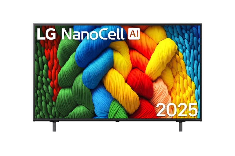 Vorderseite von 50 Zoll LG NanoCell AI NANO80 4K Smart TV 50NANO80A6B