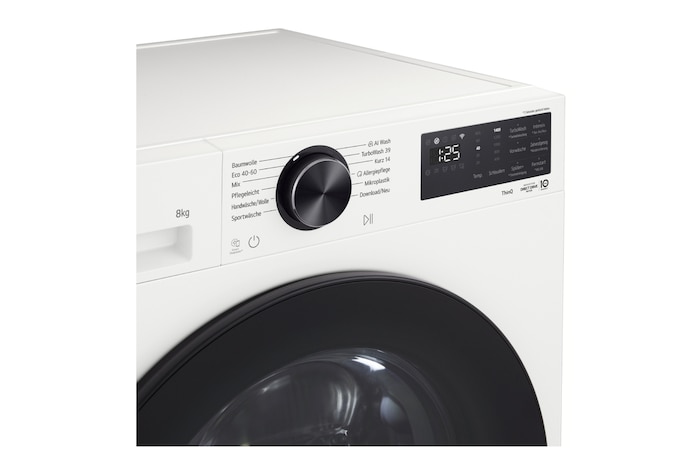 LG Waschmaschine Essence White (EEK A, 8 kg, 1.400 U./Min.) mit AI DD® & TurboWash®360° | F4WX708YC, F4WX708YC