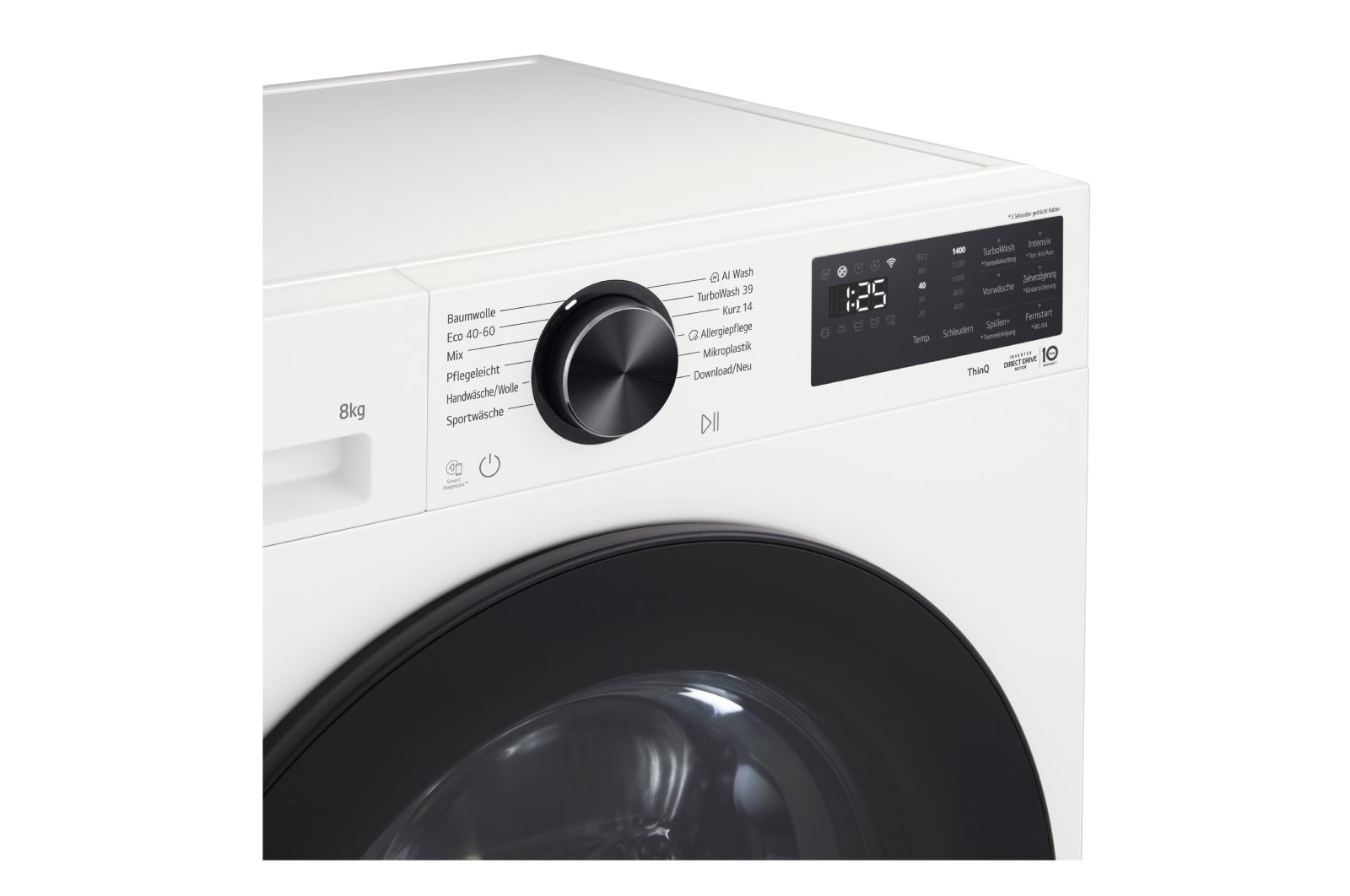 LG Waschmaschine Essence White (EEK A, 8 kg, 1.400 U./Min.) mit AI DD® & TurboWash®360° | F4WX708YC, F4WX708YC