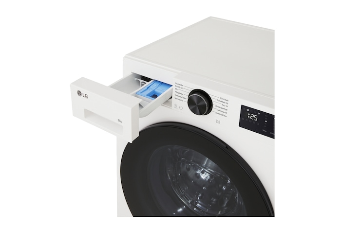 LG Waschmaschine Essence White (EEK A, 8 kg, 1.400 U./Min.) mit AI DD® & TurboWash®360° | F4WX708YC, F4WX708YC