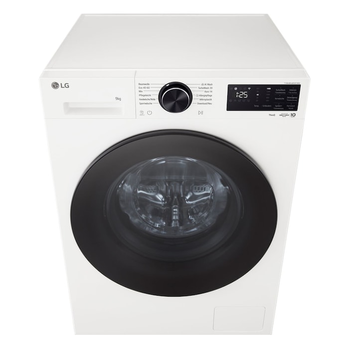 LG Waschmaschine Essence White (EEK A, 9 kg, 1.400 U./Min.) mit AI DD® & TurboWash®360° | F4WX709YC, F4WX709YC