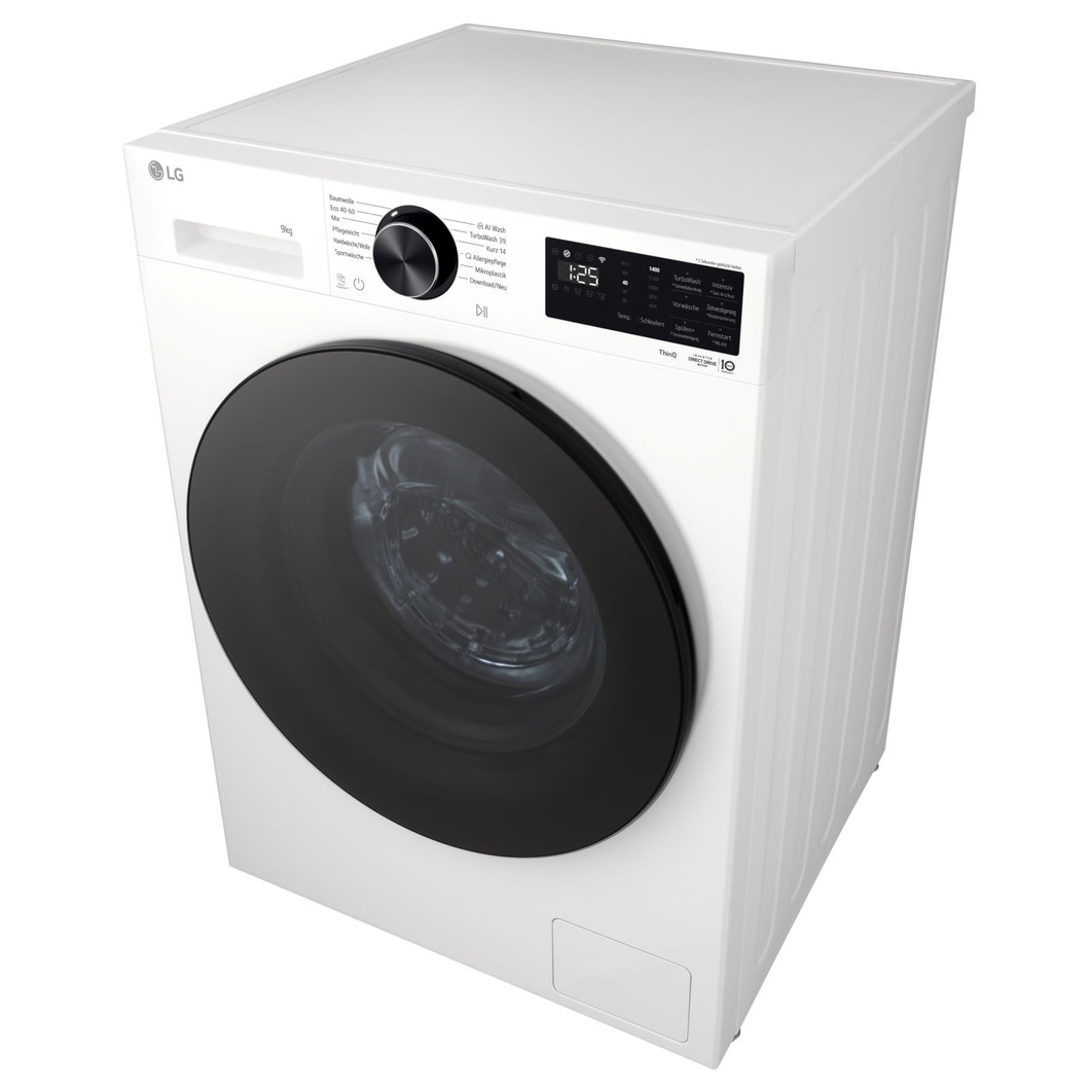 LG Waschmaschine Essence White (EEK A, 9 kg, 1.400 U./Min.) mit AI DD® & TurboWash®360° | F4WX709YC, F4WX709YC