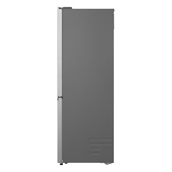 LG fridge freezer (GBBS726CPY) built into dark brown cabinetry with window and sofa on left and sink on right
